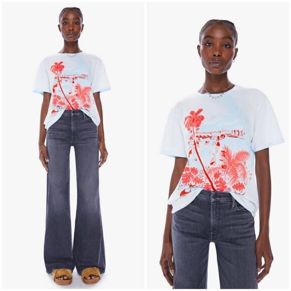 💕MOTHER💕 The Rowdy Tee ~ 100% Supima Cotton Lighten Up Beach Graphic XS NWOT - Picture 2 of 16